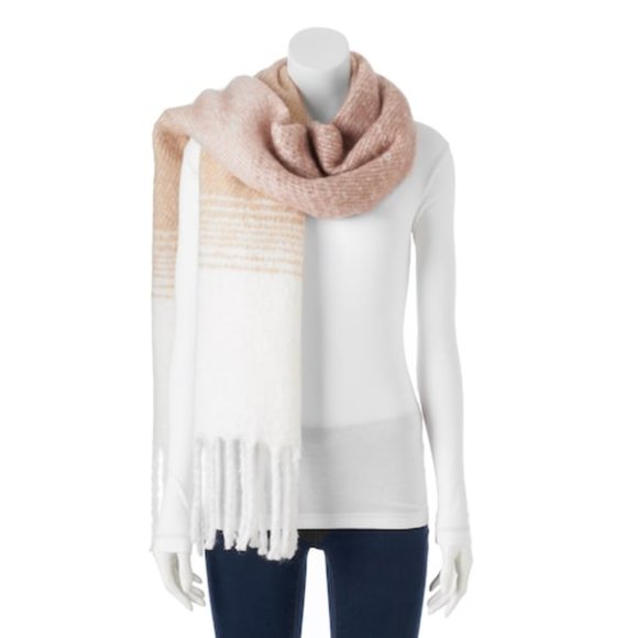 LC Lauren Conrad Accessories - LAUREN CONRAD Cozy Blush Pink and White Scarf